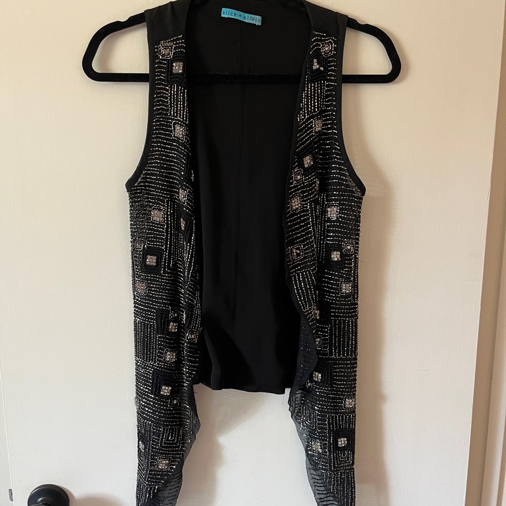 Alice + Olivia Silk and Beaded Vest